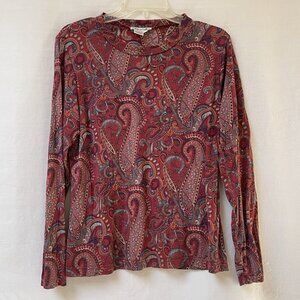 Wintersilks Blouse Womens XL Silk Multicolor Paisley Boho Art To Wear Cottage
